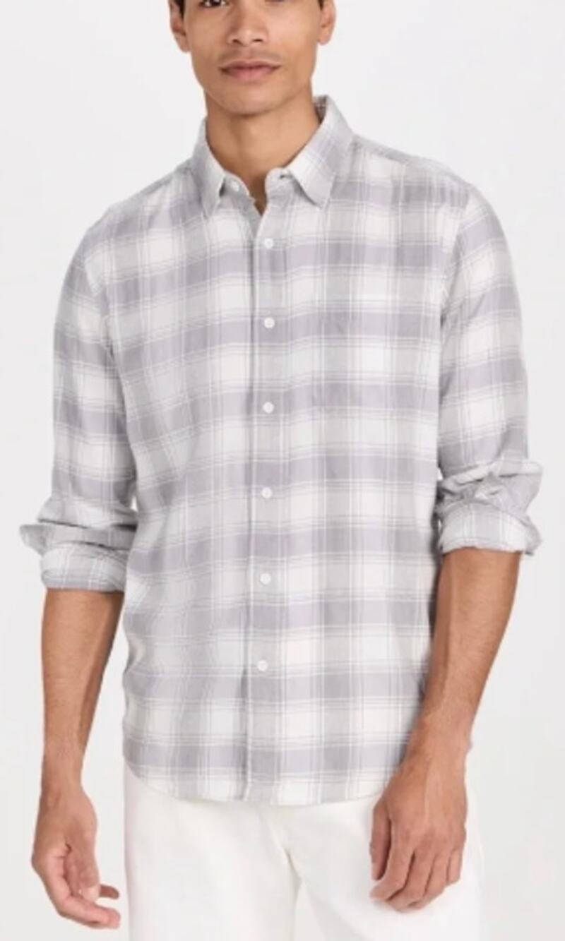 Faherty The All Time Plaid Shirt Men's Small Gray White Old Money Luxury Fall